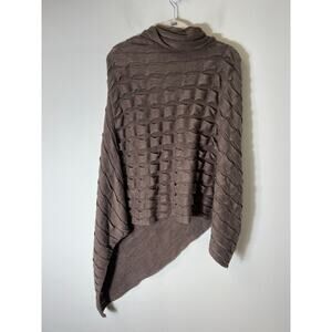 Elle Tian Brown Cowl Neck Poncho Sweater Sz One Size